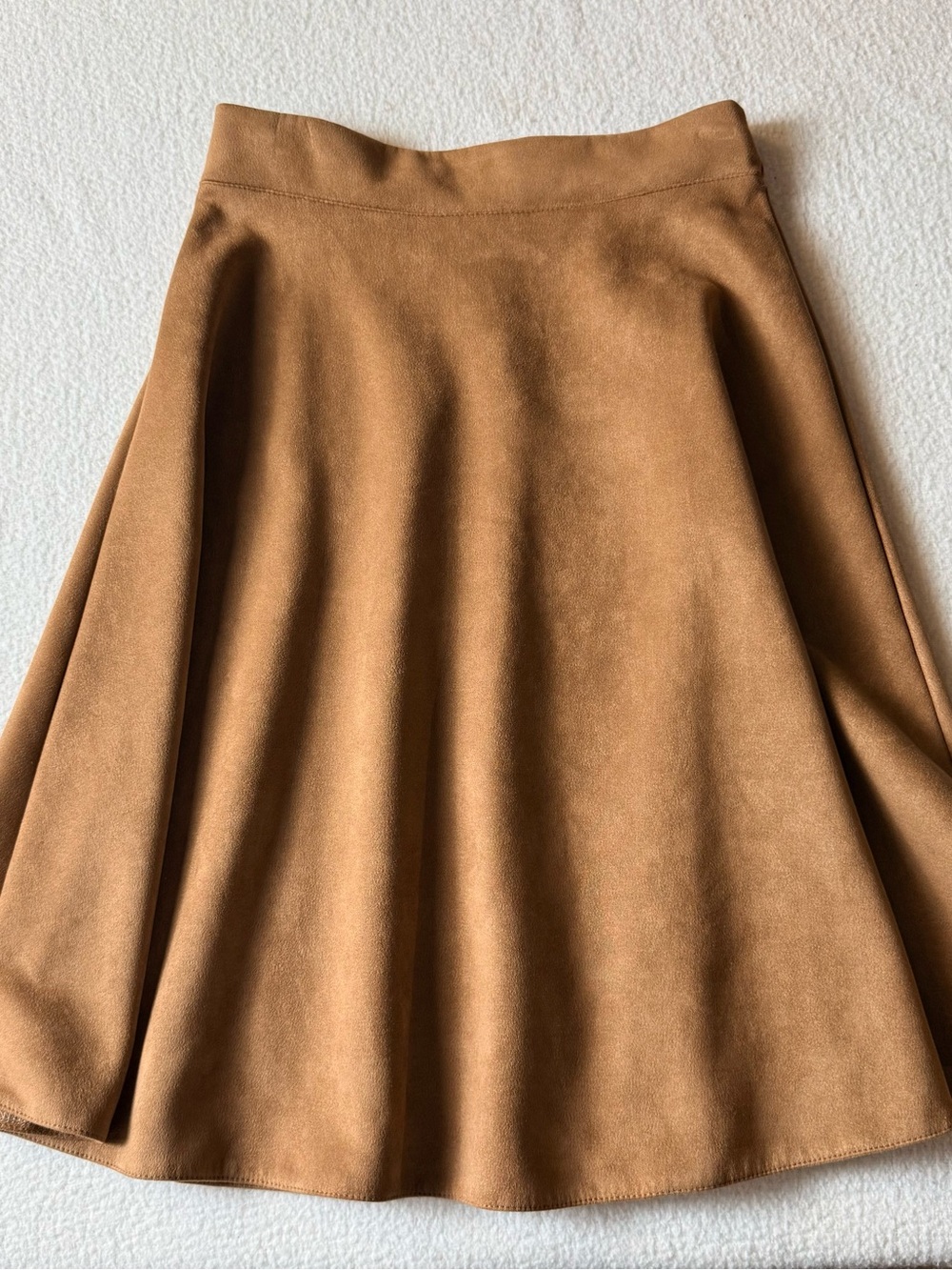 High-Waist Circle Skirt in Warm Cognac Brown